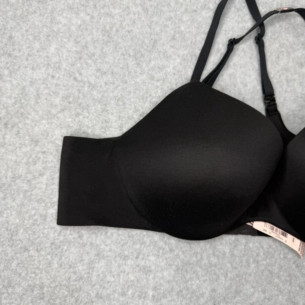 New Victorias Secret Black Adjustable Straps Bra Cross back Size 36B
